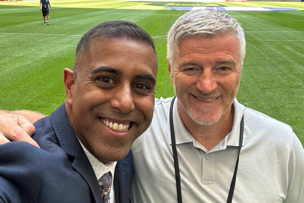 Abbotsford’s Colin Miller (right) and Asa Rehman have called Vancouver Whitecaps FC games on AM 730 since 2021. (Submitted)